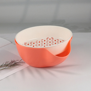 China Imports Double-Layer Plastic Fruit Vegetable Washing Basket Kitchen Colander