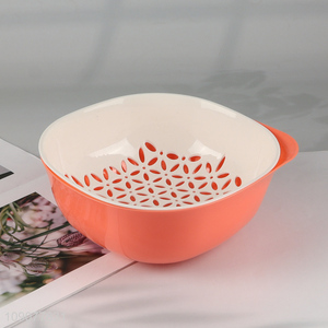 Wholesale Double-Layer Fruit Vegetable Washing Basket Durable Drain Basket