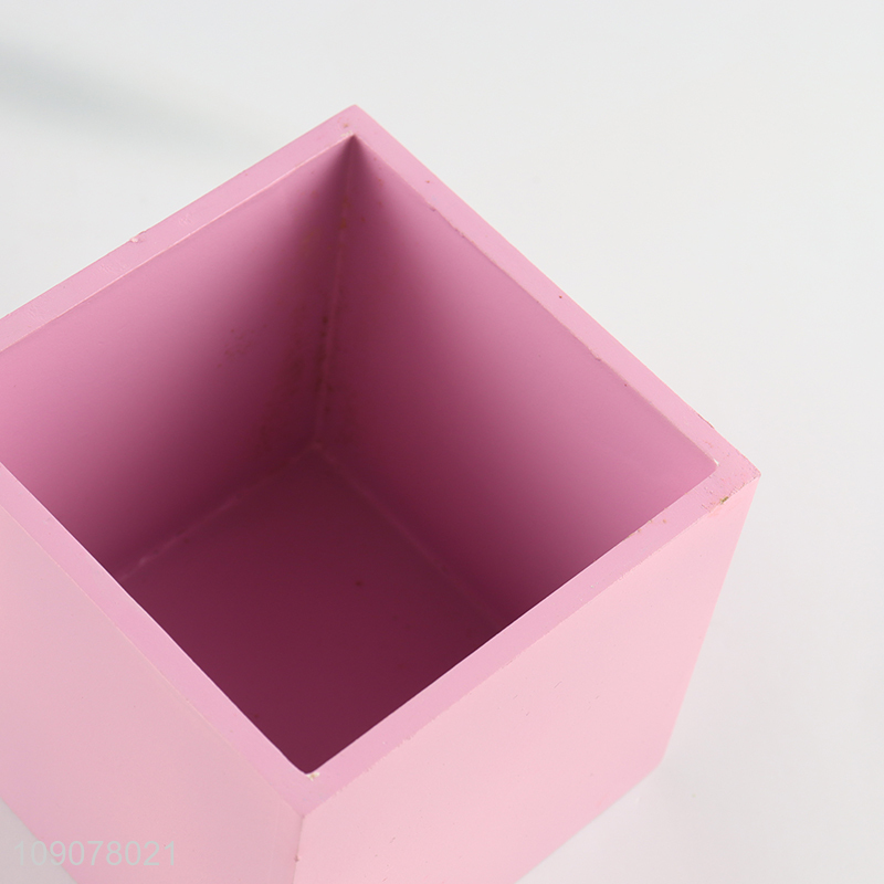 China supplier pink desktop wooden storage box with lid