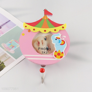Best selling cartoon baby wooden photo frame picture frame with hook