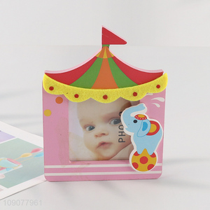 China factory cartoon elephant wooden photo frame picture frame for baby