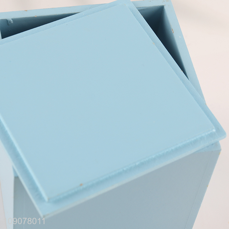 China products square wooden desktop mini storage box with lid