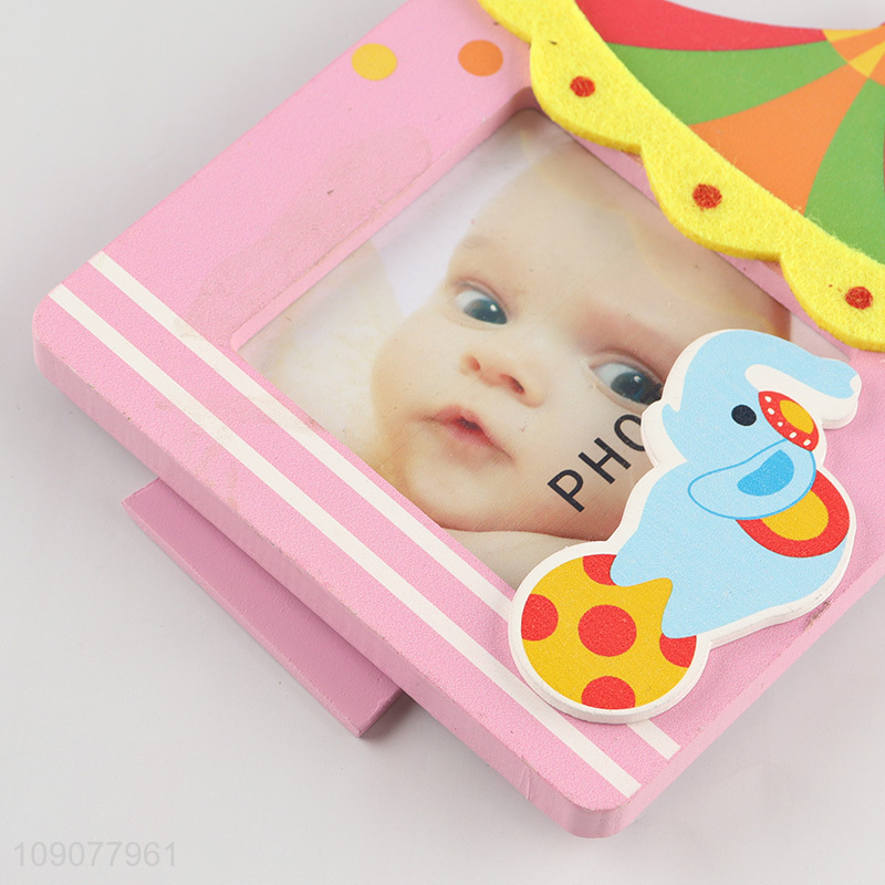 China factory cartoon elephant wooden photo frame picture frame for baby