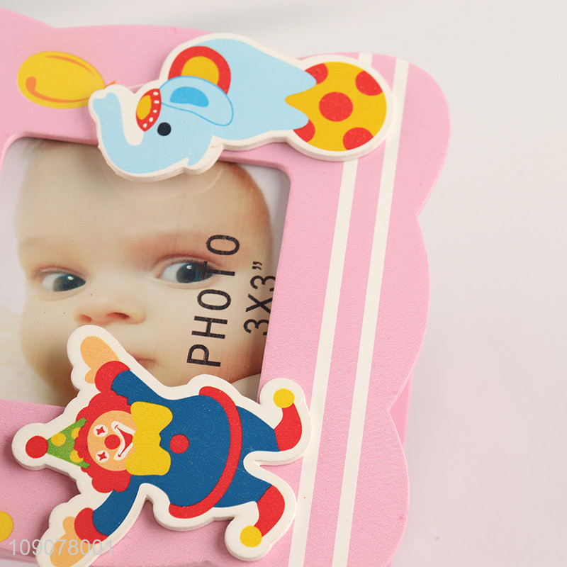 Yiwu market pink desktop wooden photo frame picture frame with pen holder