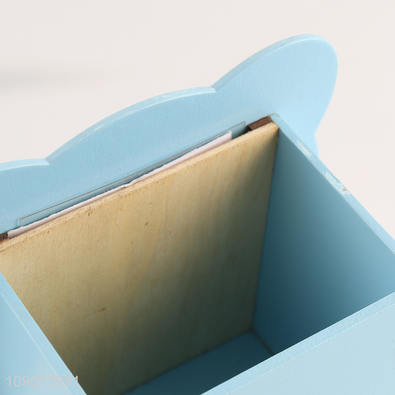 Top products cartoon wooden photo frame picture frame with pen holder