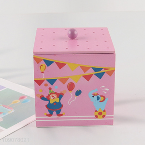 China supplier pink desktop wooden storage box with lid