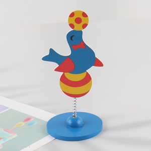 Good selling cartoon wooden office clips desktop card holder wholesale