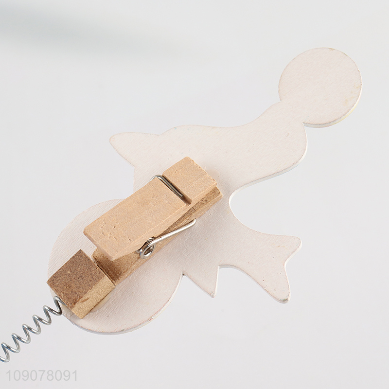Good selling cartoon wooden office clips desktop card holder wholesale