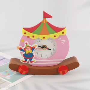 China supplier cartoon children wooden table clock desk clock