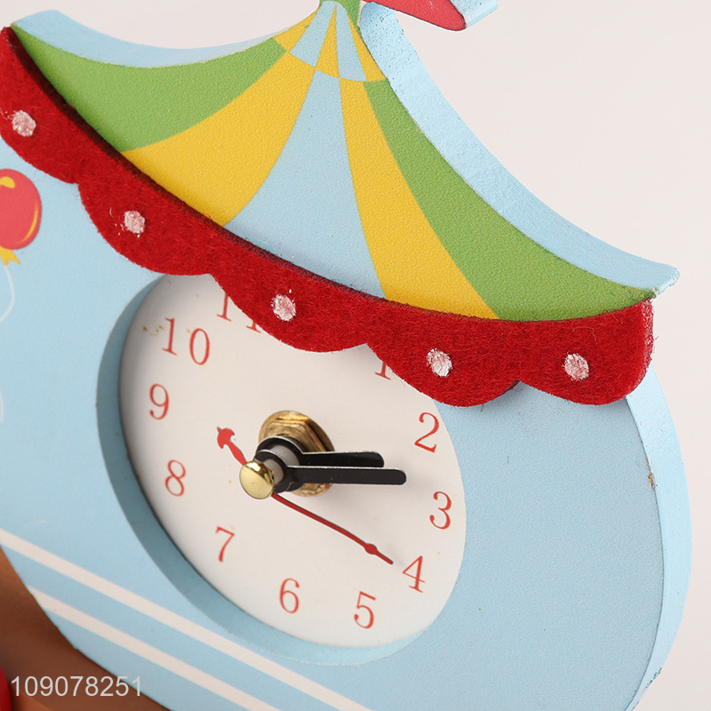 Yiwu market cute home decor wooden table clock desk clock