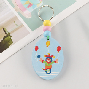 Factory price portable cartoon printed wooden keychain for gifts