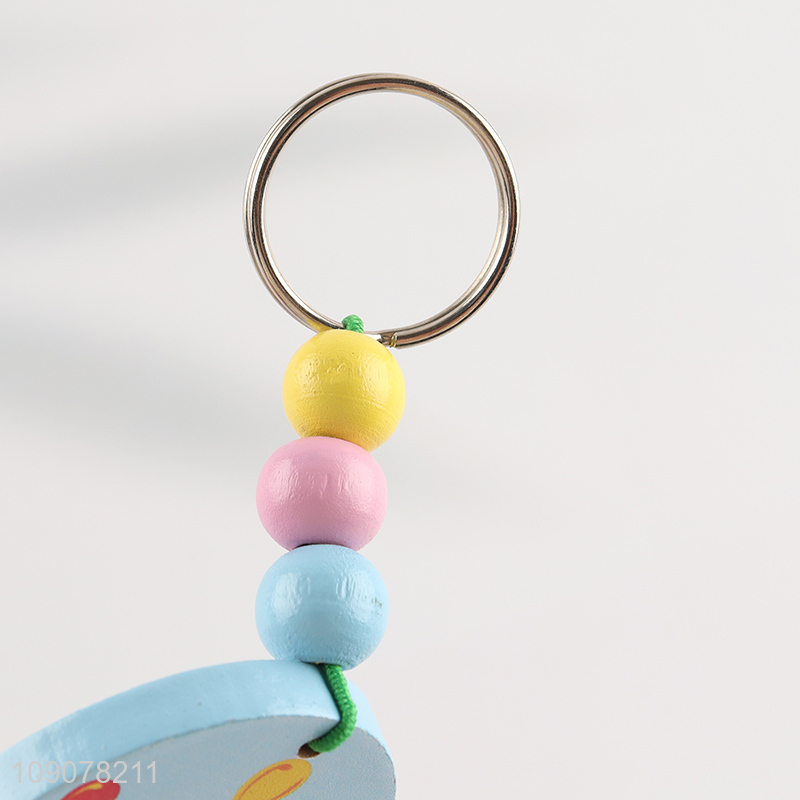 Factory price portable cartoon printed wooden keychain for gifts