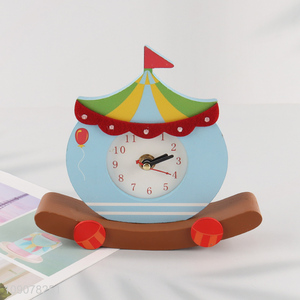 Yiwu market cute home decor wooden table clock desk clock
