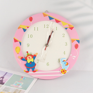 Factory supply cartoon round wall decor wooden wall clock