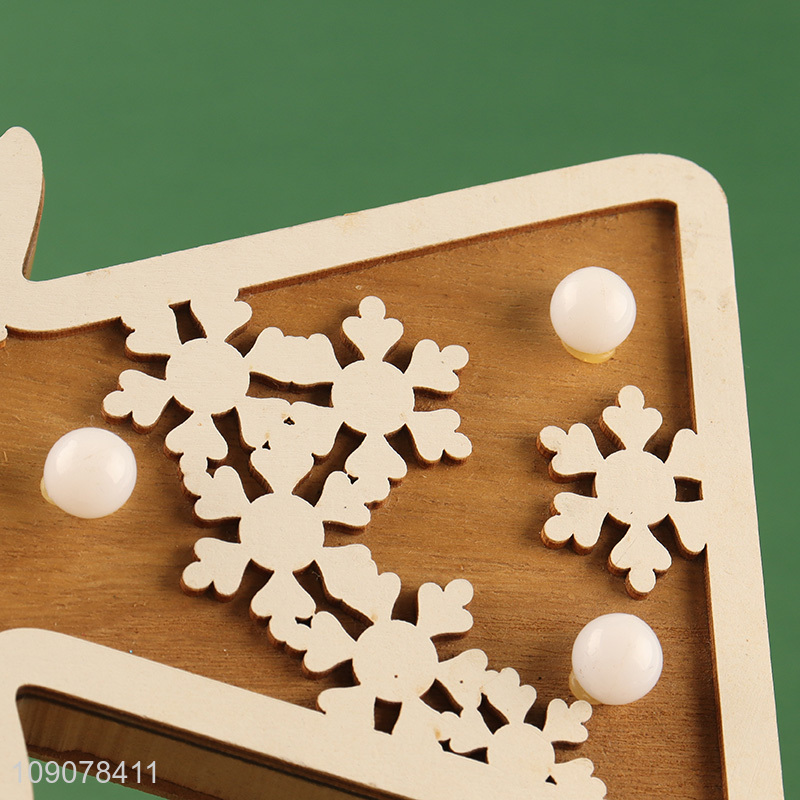 Online wholesale angle shape wooden crafts christmas decoration ornament with lights