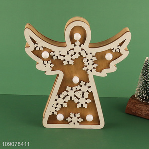Online wholesale angle shape wooden crafts christmas decoration ornament with lights