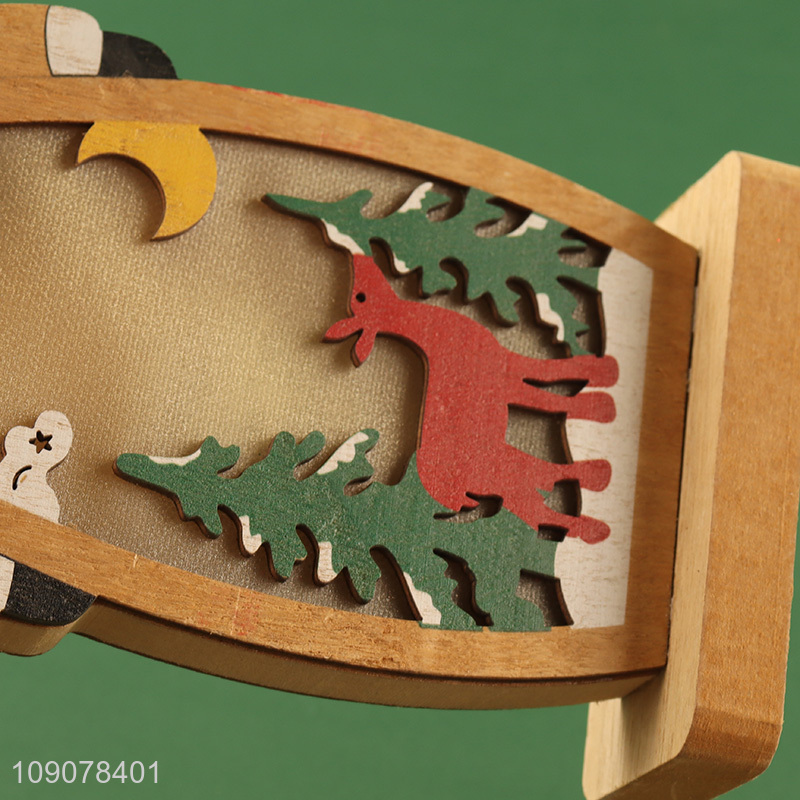 Yiwu market reindeer shape led lights wooden ornament for home decor