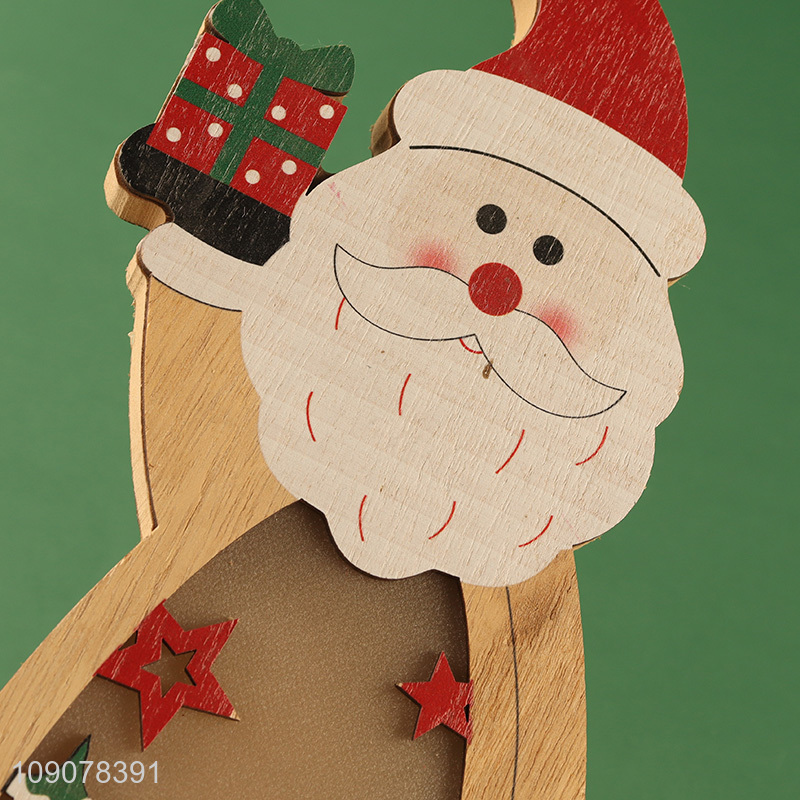 Top products Santa claus shape wooden desktop ornament with lights