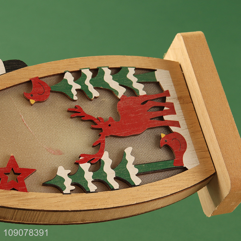 Top products Santa claus shape wooden desktop ornament with lights