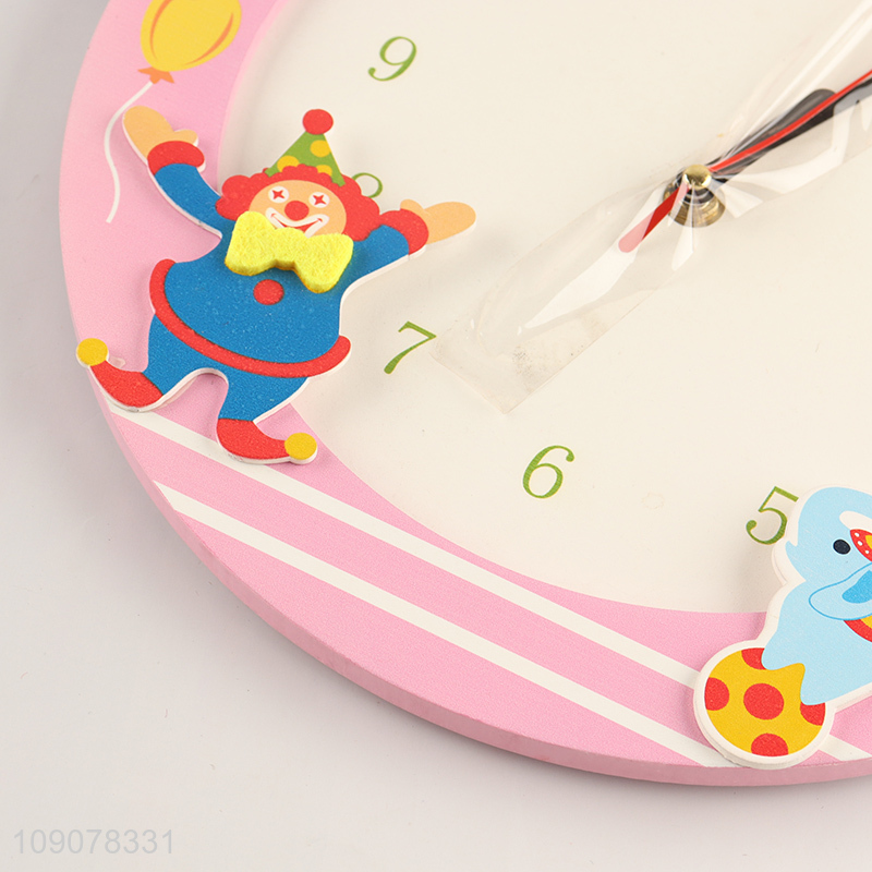 Factory supply cartoon round wall decor wooden wall clock