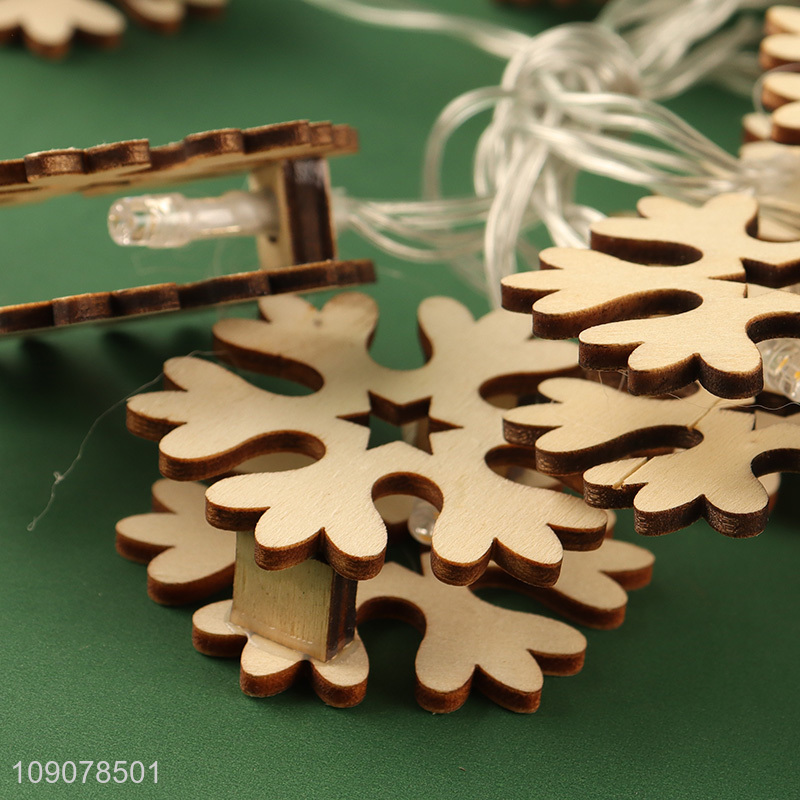 Best selling snowflake shape wooden string lights decorative lights
