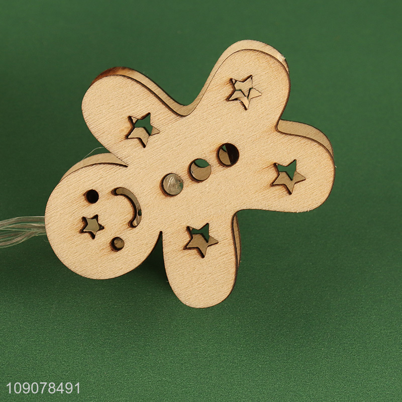 China supplier gingerbread man shape wooden string lights decorative lights