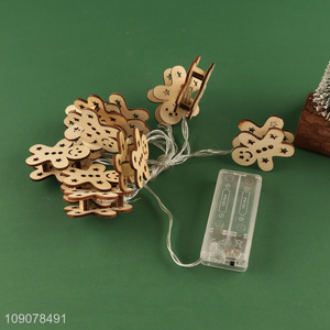 China supplier gingerbread man shape wooden string lights decorative lights