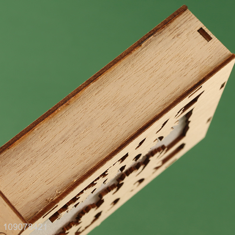 China products house shape wooden christmas decoration ornament with lights