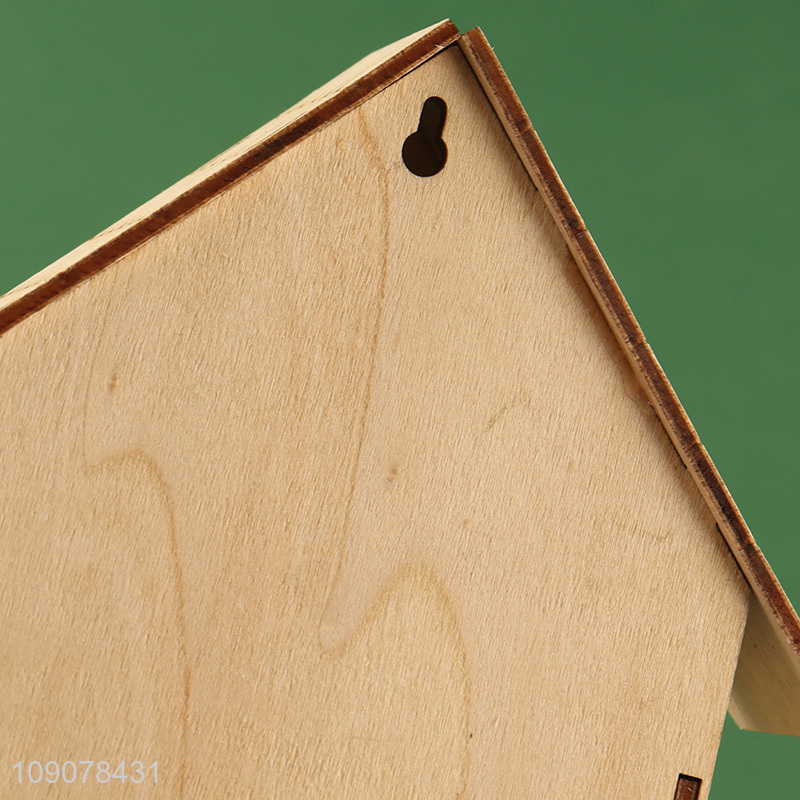 Yiwu market house shape wooden crafts ornament with lights