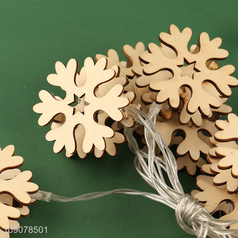 Best selling snowflake shape wooden string lights decorative lights