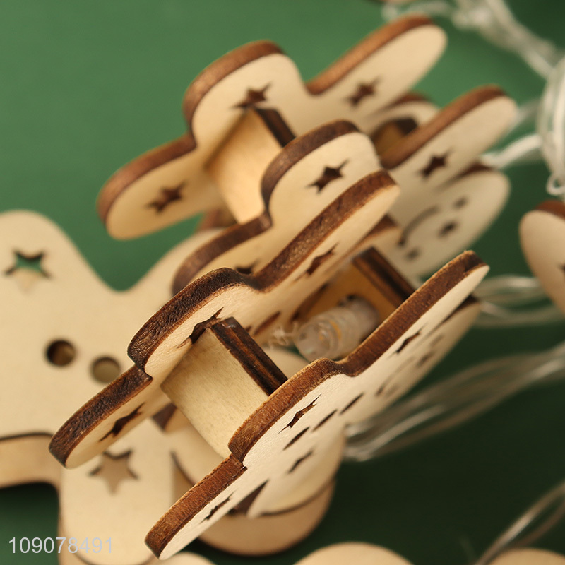 China supplier gingerbread man shape wooden string lights decorative lights