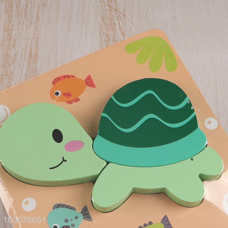 New Arrival Cartoon Tortoise Wooden Puzzle Toy for Toddlers 1-3