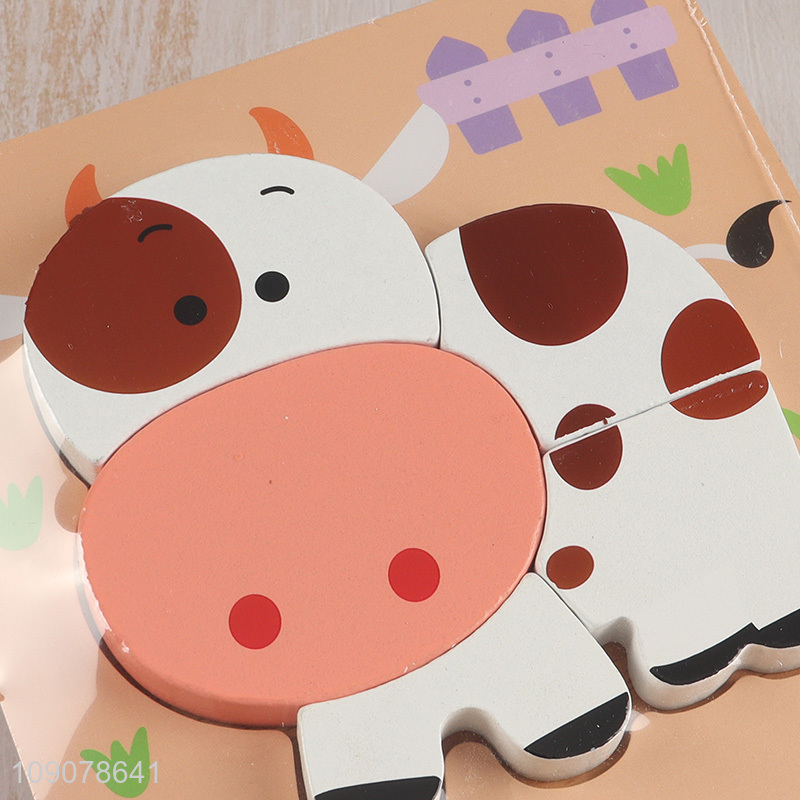 Good Quality Cartoon Cow Wooden Puzzle Early Education Kids Toy