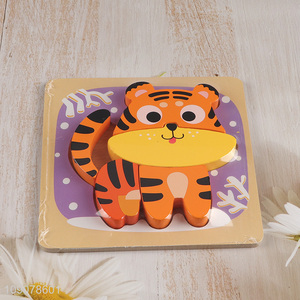 China Import Cartoon Tiger Puzzle Wooden Animal Puzzle for Kids