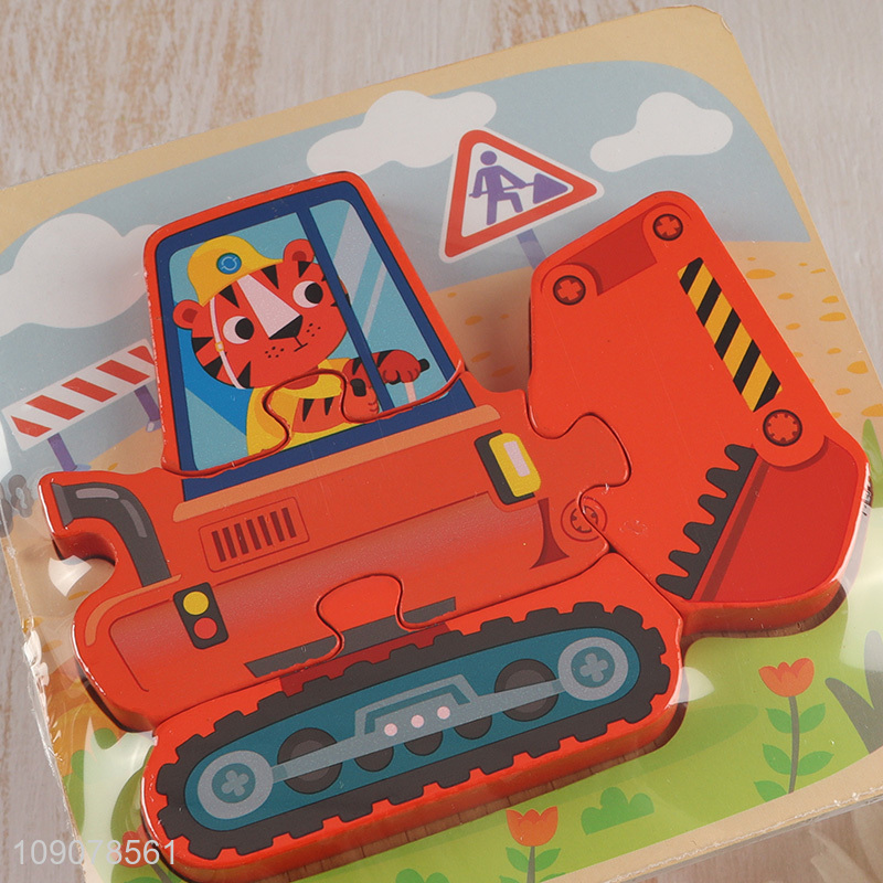 Wholesale Cartoon Excavator Wooden Jigsaw Puzzle for Kids Toddlers