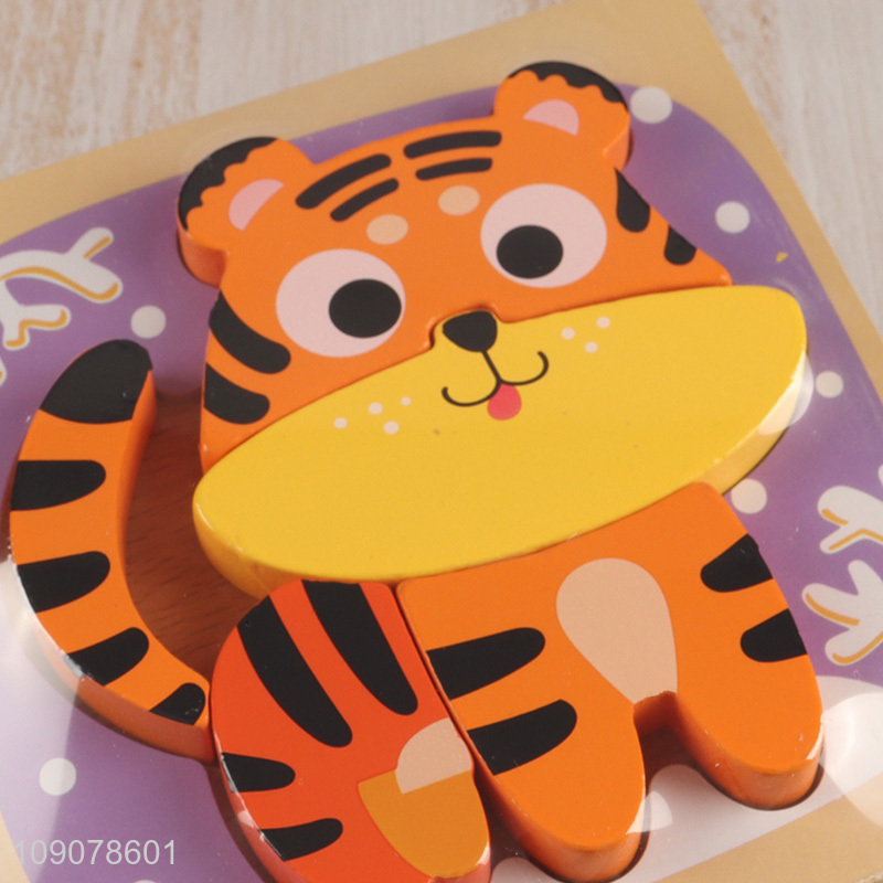 China Import Cartoon Tiger Puzzle Wooden Animal Puzzle for Kids