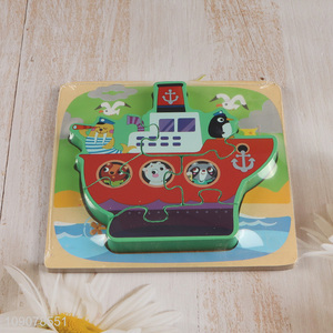 Good Quality Cartoon Pirate Ship Wooden  Jigsaw Puzzle for Toddlers