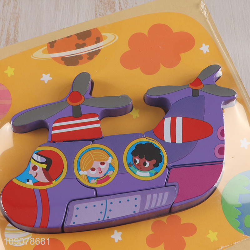 Factory Price Cartoon Helicopter Wooden Puzzle for Kids Boys Girls