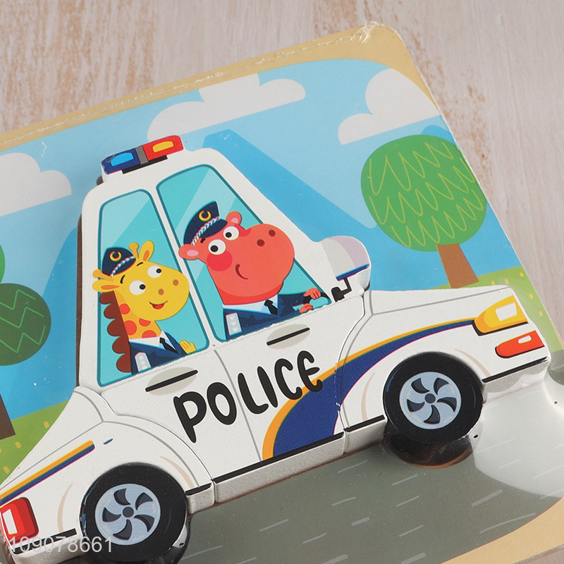Hot Selling Cartoon Police Car Wooden Puzzles Wooden Puzzles Toy
