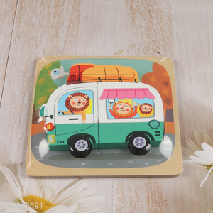China Supplier Cartoon Tour Bus Wooden Puzzle Wooden Toddler Puzzle