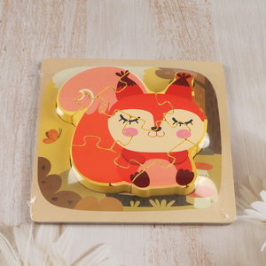 New Product Cartoon Squirrel Jigsaw Wooden Puzzle for Kids Toddlers