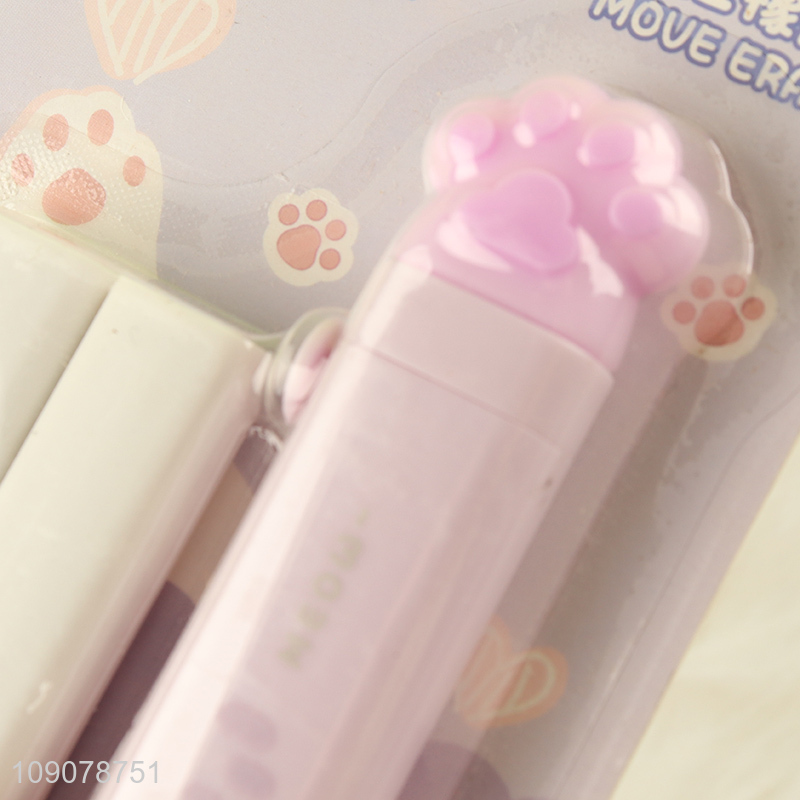Hot selling cute cat paw school students stationery move eraser