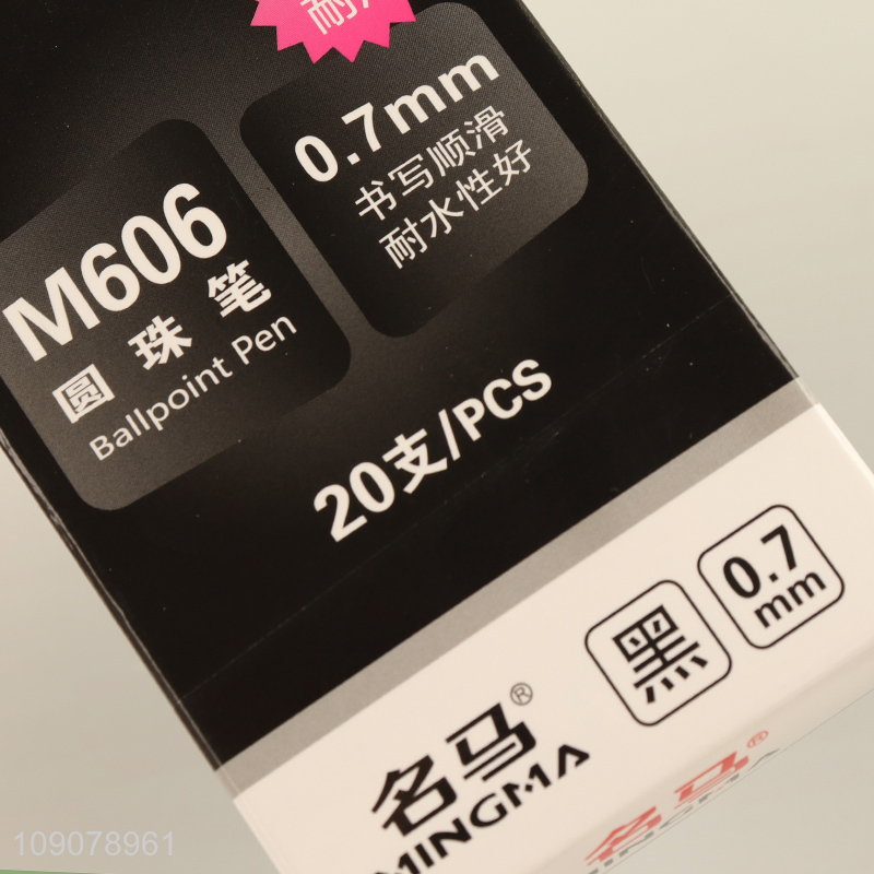 Top sale multicolor quick dry 20pcs school office stationery ballpoint pen