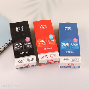 Top sale multicolor quick dry 20pcs school office stationery ballpoint pen