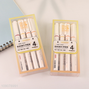 Most popular 4pcs school office stationery shiny pen highlighter pen set