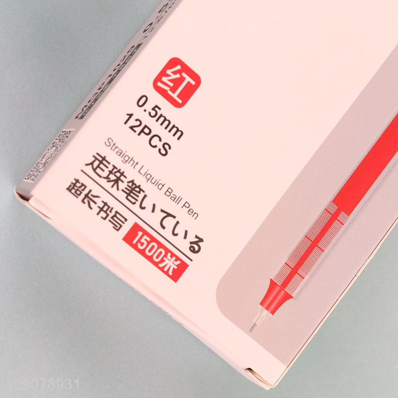 Most popular 12pcs school office straight liquid ball pen gel pen