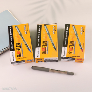 China supplier 12pcs multicolor quick dry durable straight liquid gel pen