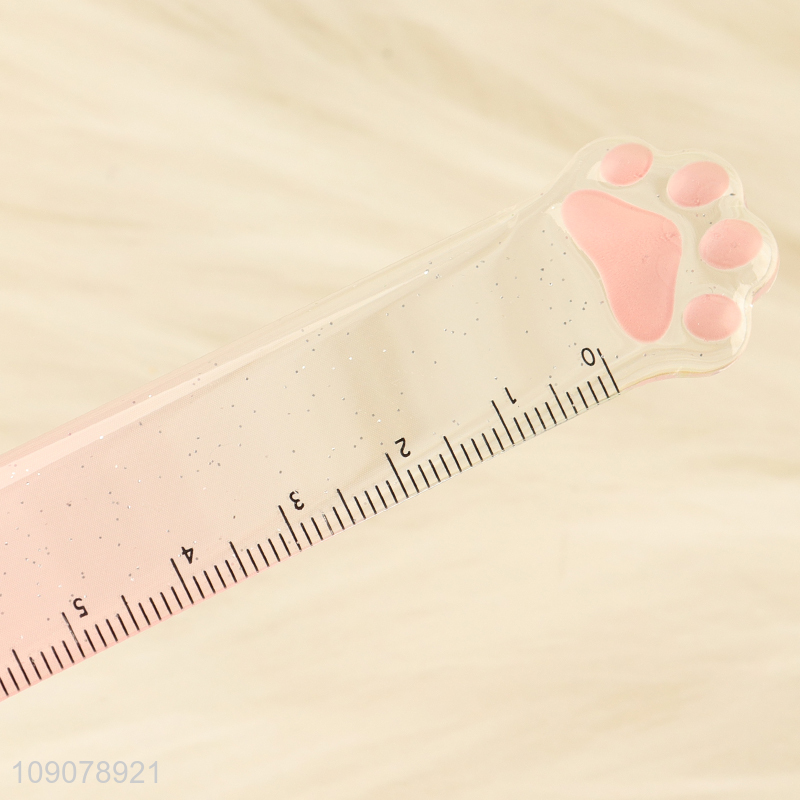 Online wholesale multicolor cute cat paw plastic ruler for drafting supplies