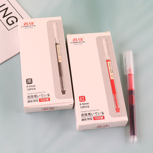 Most popular 12pcs school office straight liquid ball pen gel pen