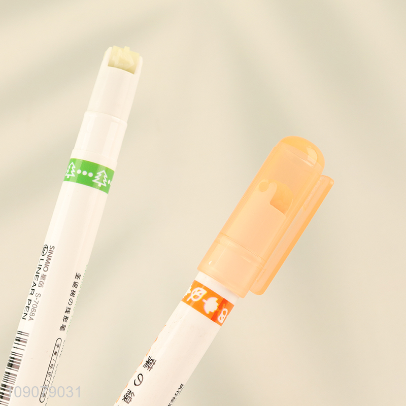 Factory price 6pcs contour pen double line wave curve pen for stationery